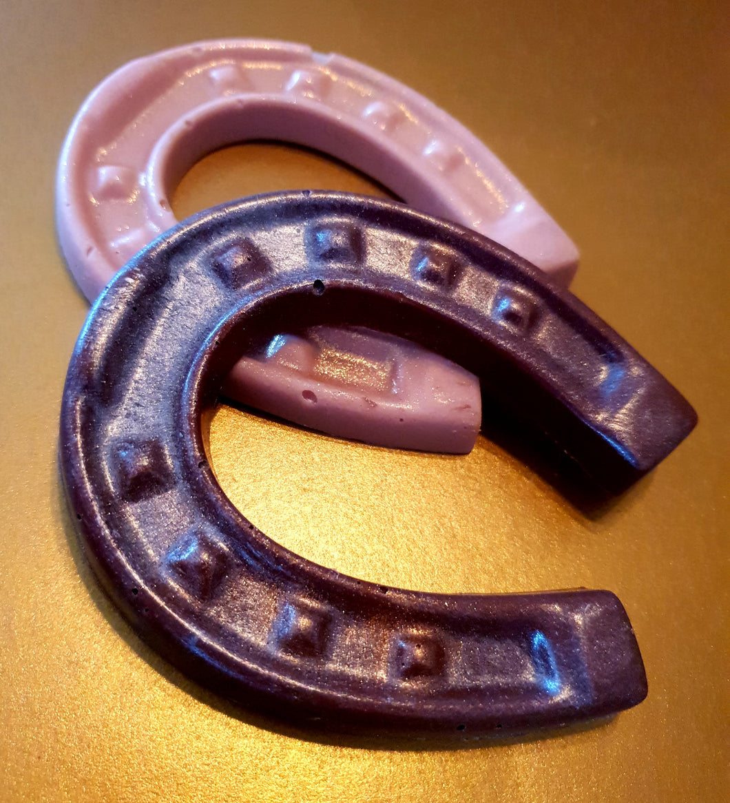 Handmade artisan chocolate horseshoes wedding gift