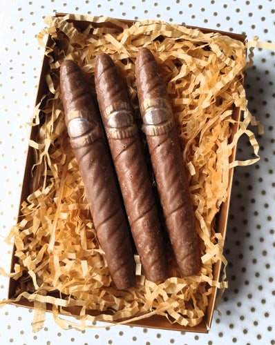 Handmade artisan fathers day milk chocolate cigar set by chocolicious shrewsbury 