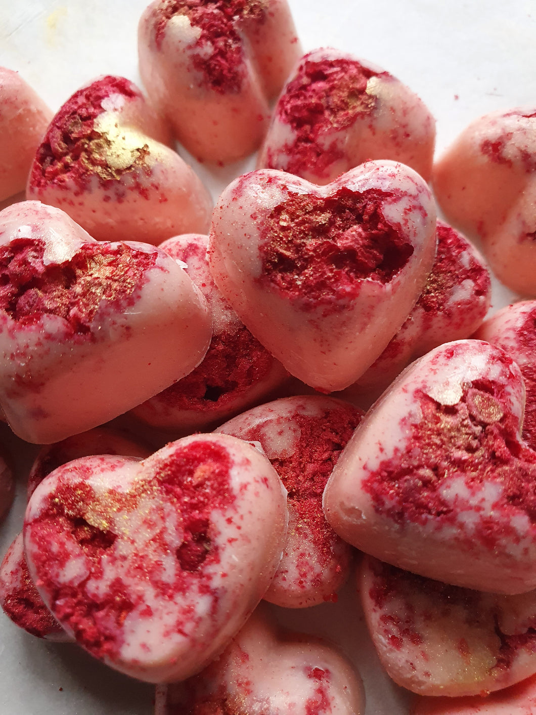 Pink raspberry hearts