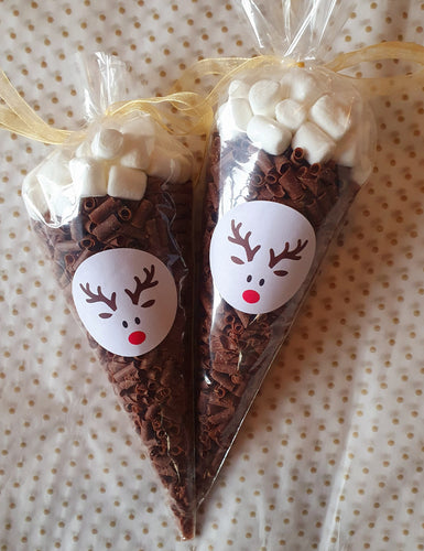 Reindeer hot choc cone