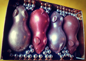 handmade artisan chocolate metallic mice by chocolicious shrewsbury 